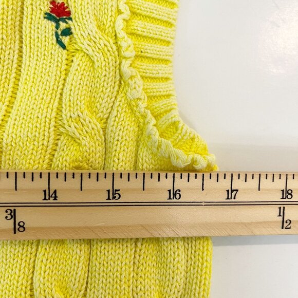 Free People Plumeria Floral Sweater Vest Cable Knit Embroidered Yellow - Size XS - Picture 4 of 5